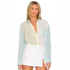 Rails Ellis Mint Gauze Colorblock Organic Cotton Top Sz Small